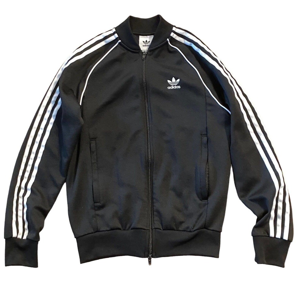 adidas Men's Originals Superstar Track Jacket Size Small Black Full Zip 3 Stripe